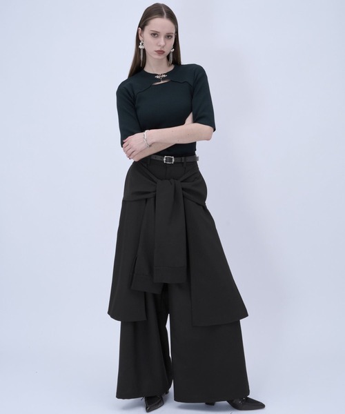 HARE（ハレ）の「シャツレイヤーライクワイドパンツ(HARE)（スラックス・レディース・グレー/ブラック・FREE）」の4枚目の写真