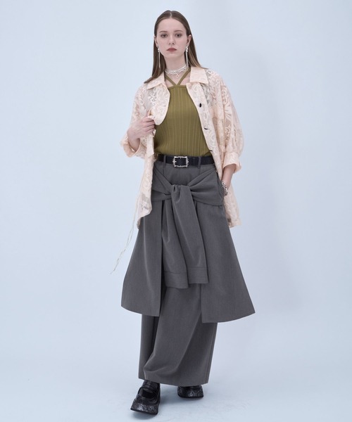 HARE（ハレ）の「シャツレイヤーライクワイドパンツ(HARE)（スラックス・レディース・グレー/ブラック・FREE）」の5枚目の写真