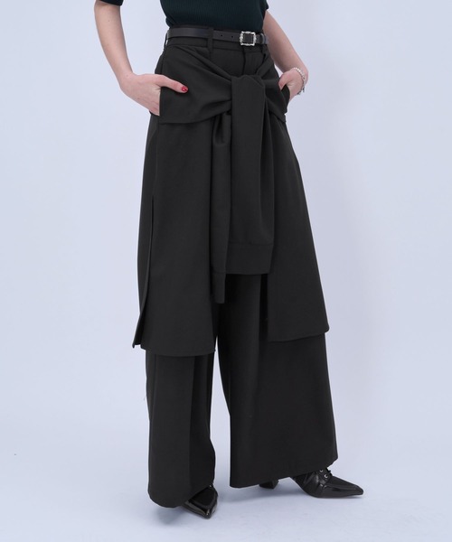 HARE（ハレ）の「シャツレイヤーライクワイドパンツ(HARE)（スラックス・レディース・グレー/ブラック・FREE）」の7枚目の写真