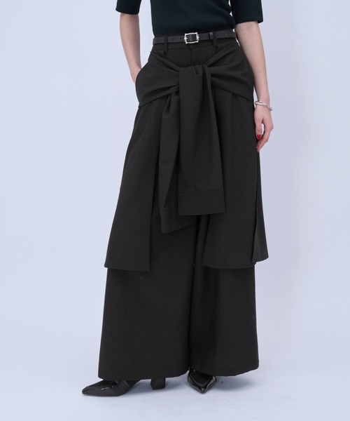 HARE（ハレ）の「シャツレイヤーライクワイドパンツ(HARE)（スラックス・レディース・グレー/ブラック・FREE）」の8枚目の写真