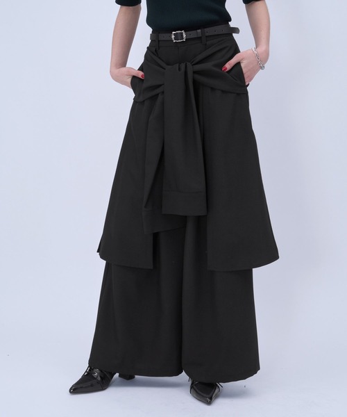 HARE（ハレ）の「シャツレイヤーライクワイドパンツ(HARE)（スラックス・レディース・グレー/ブラック・FREE）」の10枚目の写真