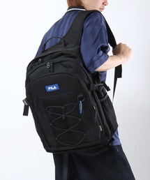 FILA(フィラ)撥水加工 ドローコードデザインバックパック カラビナ付き/リュックサック A4 PC収納 メンズ レディース 通学 通勤