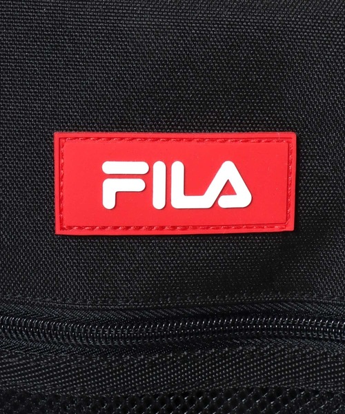FILA(フィラ)の「FILA(フィラ)撥水加工 ドローコードデザインバックパック カラビナ付き/リュックサック A4 PC収納 メンズ レディース 通学 通勤(バックパック/リュック・メンズ・ブラック×ブラック/ブラック×レッド/ブラック×ブルー・FREE)」の9枚目の写真
