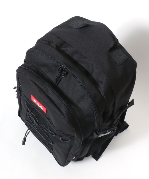 FILA(フィラ)の「FILA(フィラ)撥水加工 ドローコードデザインバックパック カラビナ付き/リュックサック A4 PC収納 メンズ レディース 通学 通勤(バックパック/リュック・メンズ・ブラック×ブラック/ブラック×レッド/ブラック×ブルー・FREE)」の17枚目の写真