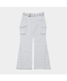 PLACE STUDIO | アイレットベルト付きレイヤードダブルカーゴローライズブーツカットコットンパンツ_3COLOR(その他パンツ)