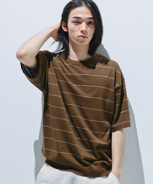 URBAN RESEARCH DOORS（アーバンリサーチドアーズ）の「『UR TECH』サマシェア クルーネックニット（ニット/セーター・メンズ・ブラウン系その他/グレー系その他/ネイビー・LARGE/MEDIUM）」の5枚目の写真