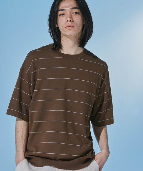 URBAN RESEARCH DOORS（アーバンリサーチドアーズ）の「『UR TECH』サマシェア クルーネックニット（ニット/セーター・メンズ・ブラウン系その他/グレー系その他/ネイビー・LARGE/MEDIUM）」の6枚目の写真