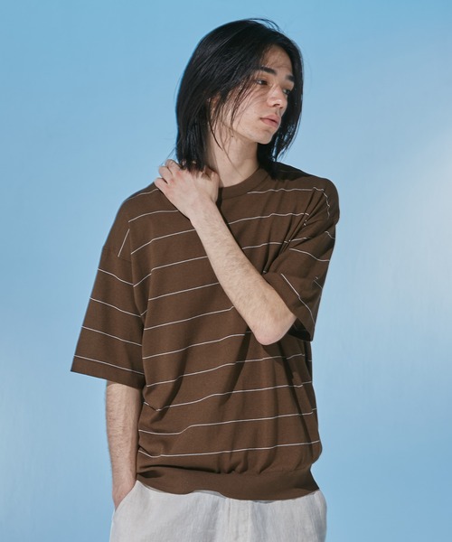 URBAN RESEARCH DOORS（アーバンリサーチドアーズ）の「『UR TECH』サマシェア クルーネックニット（ニット/セーター・メンズ・ブラウン系その他/グレー系その他/ネイビー・LARGE/MEDIUM）」の7枚目の写真