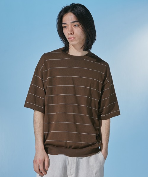 URBAN RESEARCH DOORS（アーバンリサーチドアーズ）の「『UR TECH』サマシェア クルーネックニット（ニット/セーター・メンズ・ブラウン系その他/グレー系その他/ネイビー・LARGE/MEDIUM）」の9枚目の写真