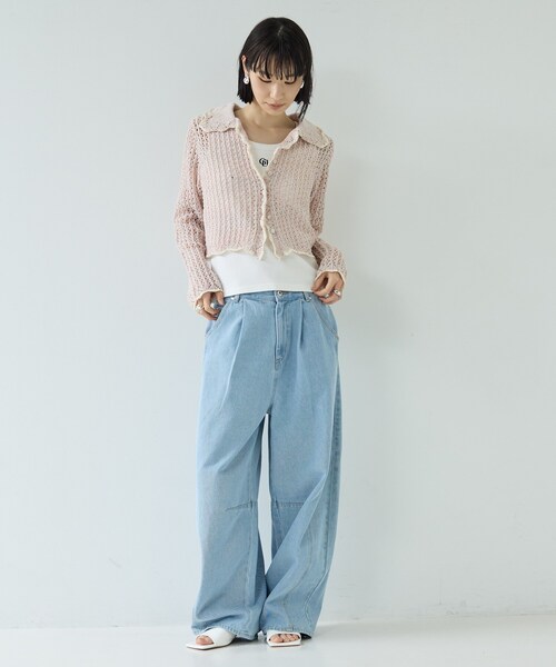 GALLEST（ギャレスト）の「【一部店舗限定】ネップメッシュカーディガン（カーディガン/ボレロ・レディース・ピンク系1/ブラック系4/アイボリー系4・38）」の22枚目の写真