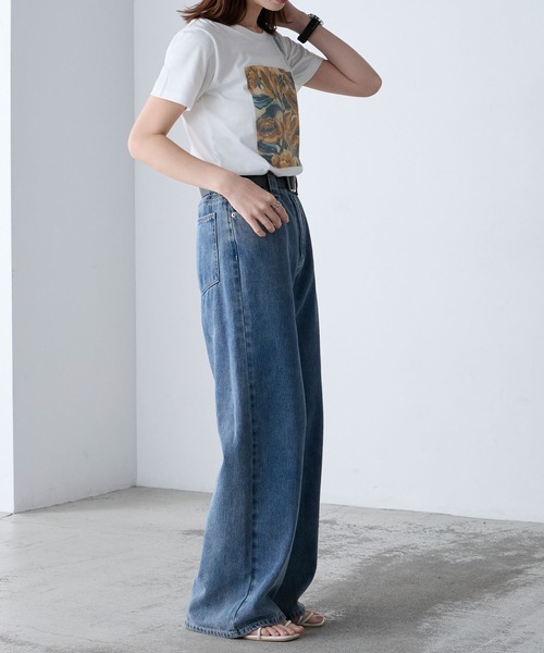 BONLECILL（ボンルシール）の「フラワーアートプリントT（Tシャツ/カットソー・レディース・オフホワイト/ネイビー/チャコールグレー・FREE）」の13枚目の写真