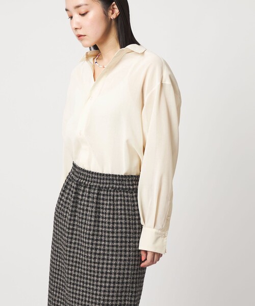 CITEN(シテン)の「<CITEN>エッセンシャルシアーシャツ(シャツ/ブラウス・レディース・ダークブラウン/オフホワイト/ライトブルー・S/M)」の2枚目の写真