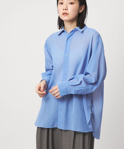 CITEN(シテン)の「<CITEN>エッセンシャルシアーシャツ(シャツ/ブラウス・レディース・ダークブラウン/オフホワイト/ライトブルー・S/M)」の3枚目の写真