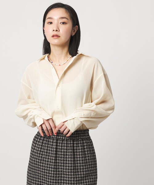 CITEN(シテン)の「<CITEN>エッセンシャルシアーシャツ(シャツ/ブラウス・レディース・ダークブラウン/オフホワイト/ライトブルー・S/M)」の5枚目の写真