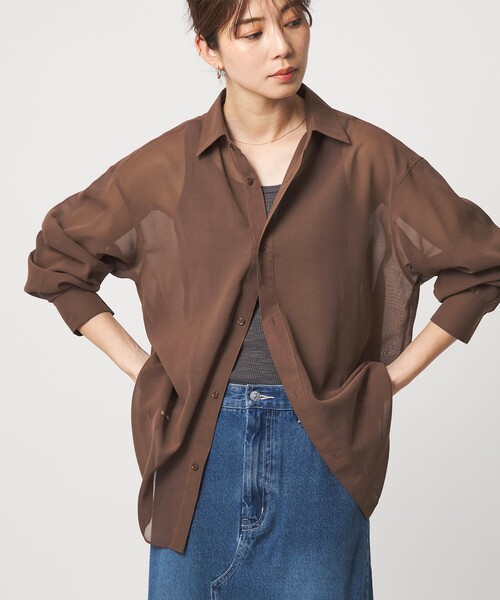 CITEN(シテン)の「<CITEN>エッセンシャルシアーシャツ(シャツ/ブラウス・レディース・ダークブラウン/オフホワイト/ライトブルー・S/M)」の7枚目の写真
