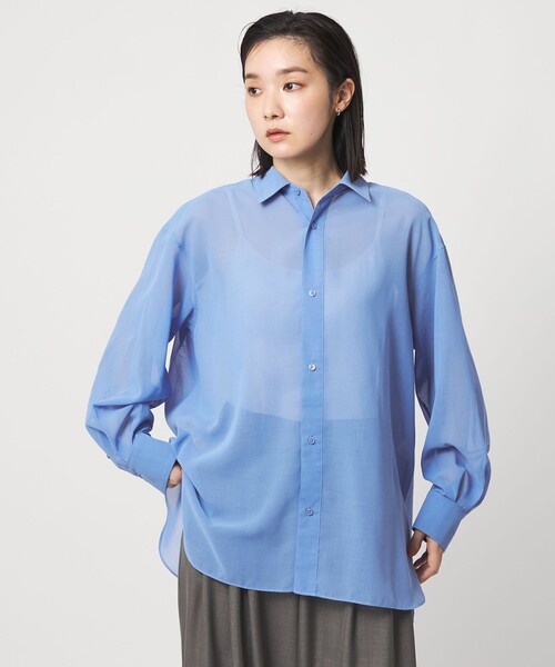 CITEN(シテン)の「<CITEN>エッセンシャルシアーシャツ(シャツ/ブラウス・レディース・ダークブラウン/オフホワイト/ライトブルー・S/M)」の9枚目の写真