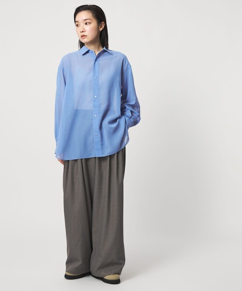 CITEN(シテン)の「<CITEN>エッセンシャルシアーシャツ(シャツ/ブラウス・レディース・ダークブラウン/オフホワイト/ライトブルー・S/M)」の10枚目の写真
