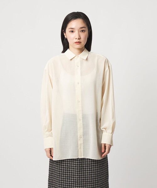 CITEN(シテン)の「<CITEN>エッセンシャルシアーシャツ(シャツ/ブラウス・レディース・ダークブラウン/オフホワイト/ライトブルー・S/M)」の11枚目の写真