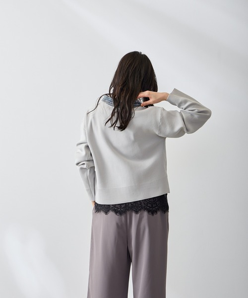Anclear oui(アンクリアウィ)の「スポンディッシュデニム切替カーディガン(カーディガン/ボレロ・レディース・LT.Gray/サックスブルー系/PINK/Navy・F)」の8枚目の写真