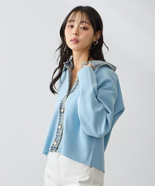 Anclear oui(アンクリアウィ)の「スポンディッシュデニム切替カーディガン(カーディガン/ボレロ・レディース・LT.Gray/サックスブルー系/PINK/Navy・F)」の20枚目の写真