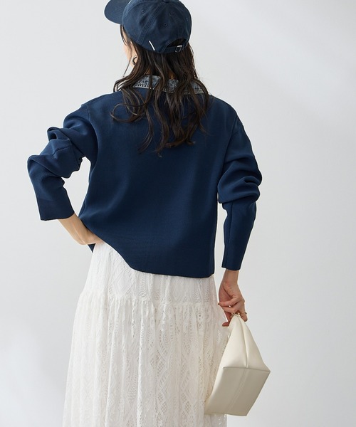 Anclear oui(アンクリアウィ)の「スポンディッシュデニム切替カーディガン(カーディガン/ボレロ・レディース・LT.Gray/サックスブルー系/PINK/Navy・F)」の13枚目の写真
