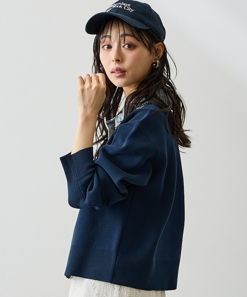 Anclear oui(アンクリアウィ)の「スポンディッシュデニム切替カーディガン(カーディガン/ボレロ・レディース・LT.Gray/サックスブルー系/PINK/Navy・F)」の12枚目の写真