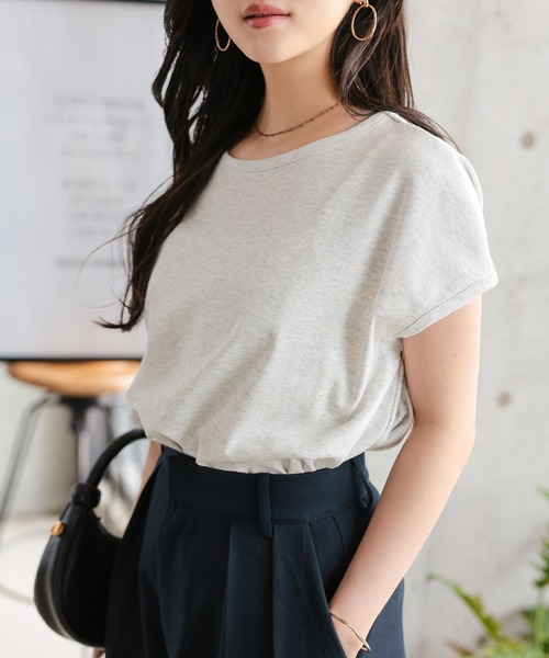 Petitle（プチレ）の「[ 低身長向けサイズ ] 2点セット レースキャミソール × フレンチTシャツ（Tシャツ/カットソー・レディース・ブラック系/ホワイト系・PM）」の19枚目の写真
