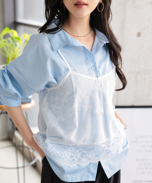 Petitle（プチレ）の「[ 低身長向けサイズ ] 2点セット レースキャミソール × フレンチTシャツ（Tシャツ/カットソー・レディース・ブラック系/ホワイト系・PM）」の20枚目の写真