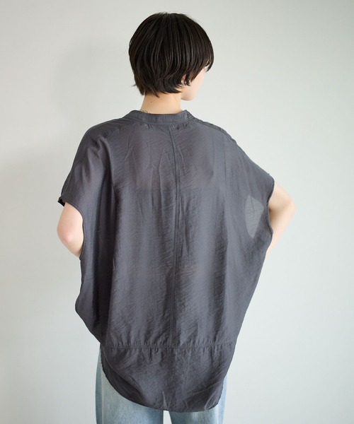 BAYFLOW（ベイフロー）の「[ショートとロングで選べる着丈]シアーワークシャツ（シャツ/ブラウス・レディース・ライトブルー/チャコールグレー/オフホワイト/ピンク・SMALL/MEDIUM）」の14枚目の写真