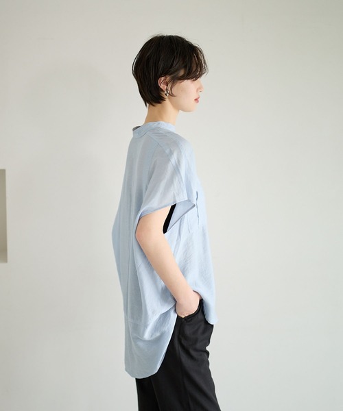 BAYFLOW（ベイフロー）の「[ショートとロングで選べる着丈]シアーワークシャツ（シャツ/ブラウス・レディース・ライトブルー/チャコールグレー/オフホワイト/ピンク・SMALL/MEDIUM）」の20枚目の写真