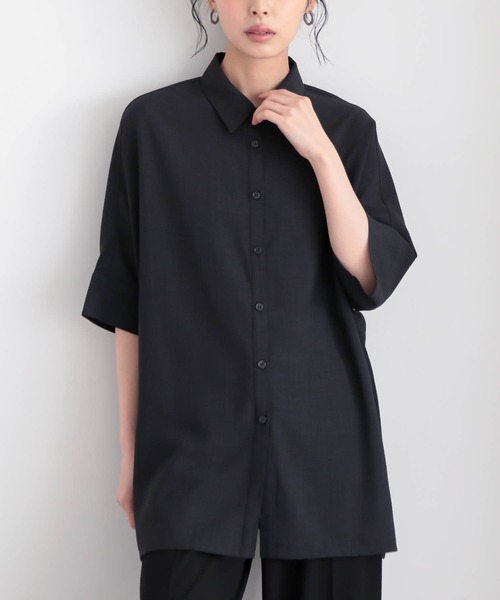 for/c(フォーシー)の「ドライオーバーシャツ【サスティナブル】(シャツ/ブラウス・レディース・オフホワイト/チャコール・M/L)」の10枚目の写真