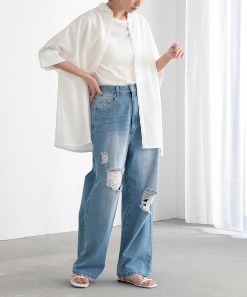 for/c(フォーシー)の「ドライオーバーシャツ【サスティナブル】(シャツ/ブラウス・レディース・オフホワイト/チャコール・M/L)」の7枚目の写真