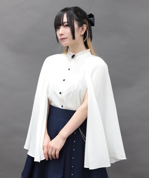 ブローチ付ケープデザインBL（シャツ/ブラウス）｜NIBBLE POISON