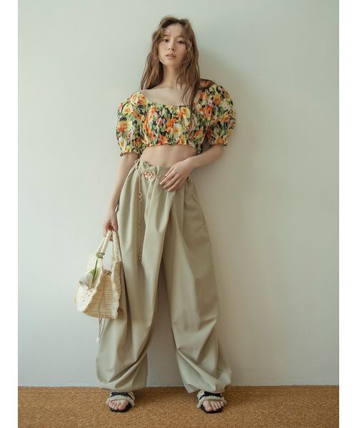 LILY BROWN（リリーブラウン）の「リネンライクタックドロストスラックス（その他パンツ・レディース・ブラック/グレイッシュベージュ/ホワイト・0/1）」の6枚目の写真