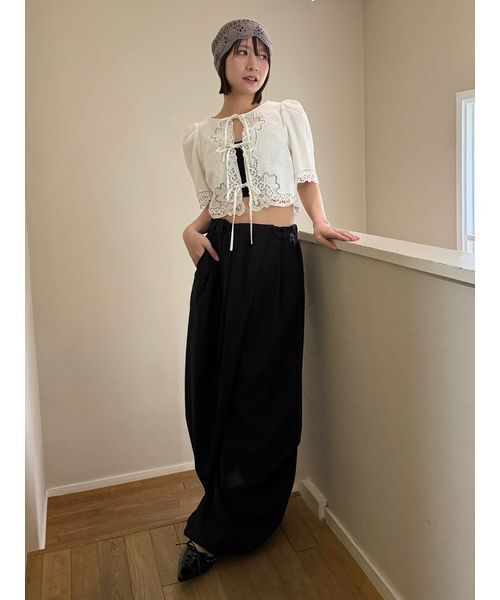 LILY BROWN（リリーブラウン）の「リネンライクタックドロストスラックス（その他パンツ・レディース・ブラック/グレイッシュベージュ/ホワイト・0/1）」の18枚目の写真