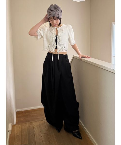 LILY BROWN（リリーブラウン）の「リネンライクタックドロストスラックス（その他パンツ・レディース・ブラック/グレイッシュベージュ/ホワイト・0/1）」の19枚目の写真