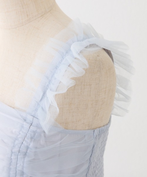 one after another NICE CLAUP(ワンアフターアナザーナイスクラップ)の「【Tulle Collection】チュールビスチェ(タンクトップ・レディース・アイボリー/ブラック/サックスブルー・FREE)」の4枚目の写真