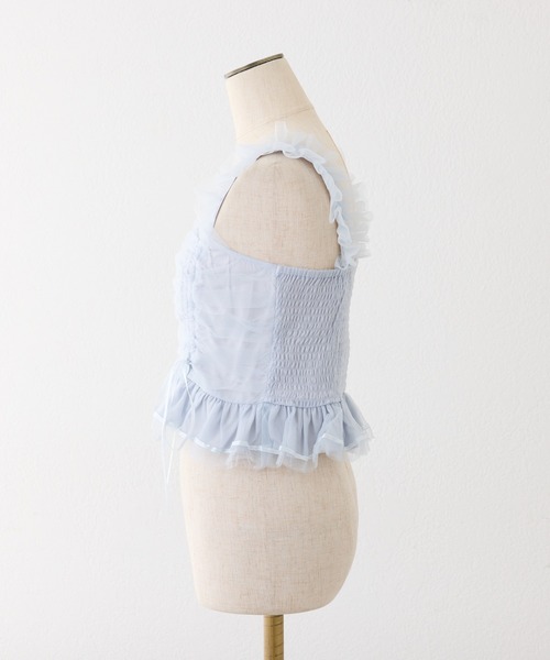 one after another NICE CLAUP(ワンアフターアナザーナイスクラップ)の「【Tulle Collection】チュールビスチェ(タンクトップ・レディース・アイボリー/ブラック/サックスブルー・FREE)」の7枚目の写真