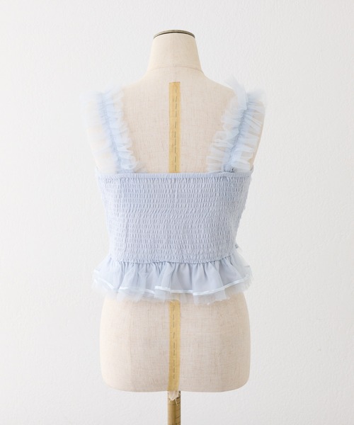 one after another NICE CLAUP(ワンアフターアナザーナイスクラップ)の「【Tulle Collection】チュールビスチェ(タンクトップ・レディース・アイボリー/ブラック/サックスブルー・FREE)」の8枚目の写真