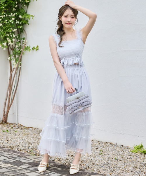 one after another NICE CLAUP(ワンアフターアナザーナイスクラップ)の「【Tulle Collection】チュールビスチェ(タンクトップ・レディース・アイボリー/ブラック/サックスブルー・FREE)」の19枚目の写真