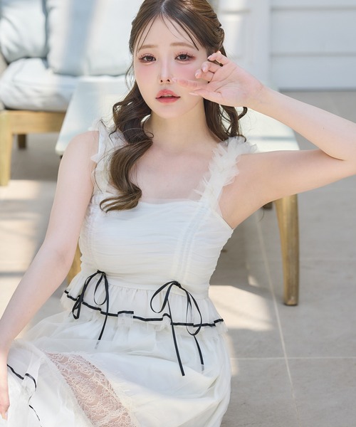 one after another NICE CLAUP(ワンアフターアナザーナイスクラップ)の「【Tulle Collection】チュールビスチェ(タンクトップ・レディース・アイボリー/ブラック/サックスブルー・FREE)」の17枚目の写真