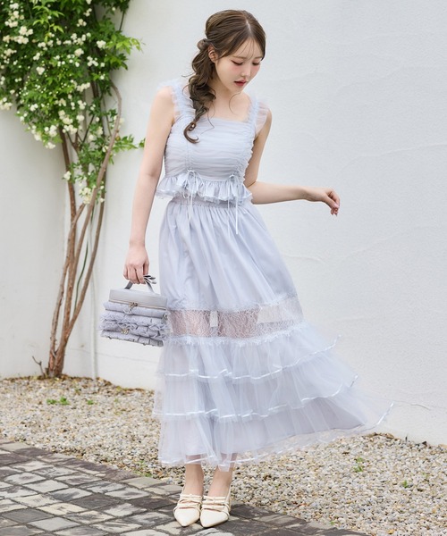 one after another NICE CLAUP(ワンアフターアナザーナイスクラップ)の「【Tulle Collection】チュールビスチェ(タンクトップ・レディース・アイボリー/ブラック/サックスブルー・FREE)」の21枚目の写真