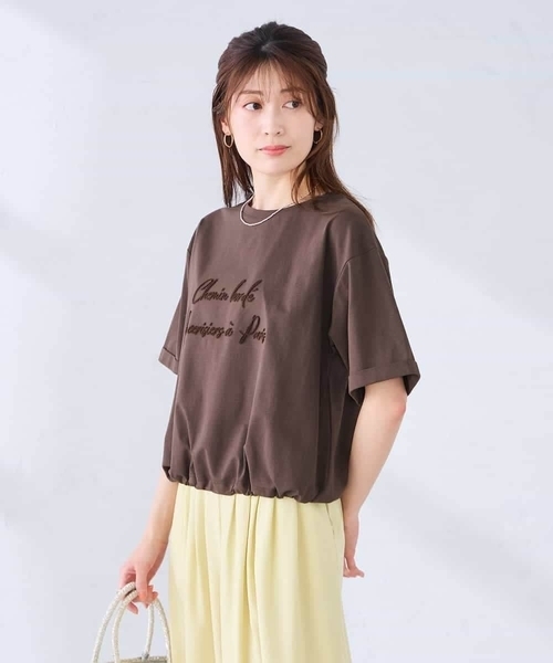 a.v.v(アーヴェヴェ)の「【新色追加】裾ドロストロゴTシャツ(Tシャツ/カットソー・レディース・ホワイト/ブラウン/アイボリー/チャコールグレー・39)」の20枚目の写真