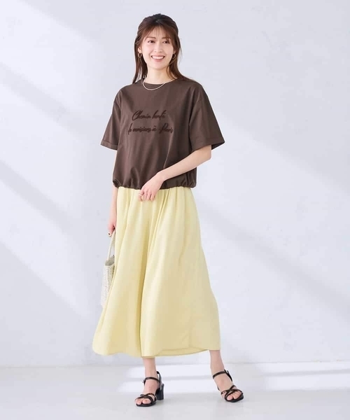a.v.v(アーヴェヴェ)の「【新色追加】裾ドロストロゴTシャツ(Tシャツ/カットソー・レディース・ホワイト/ブラウン/アイボリー/チャコールグレー・39)」の21枚目の写真