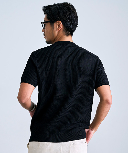 BENUSTA（ベヌスタ）の「『BENUSTA/ベヌスタ』クルーネック半袖サマーニット【GC】（ニット/セーター・メンズ・グレー/ベージュ/ブラック・L/XL/M）」の5枚目の写真
