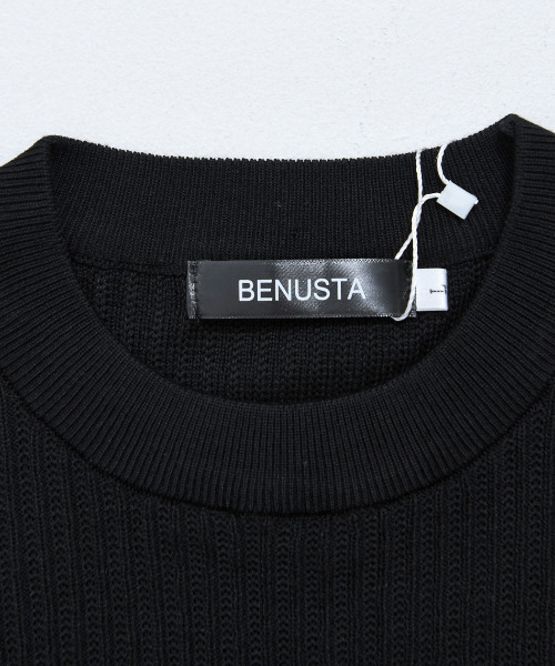 BENUSTA（ベヌスタ）の「『BENUSTA/ベヌスタ』クルーネック半袖サマーニット【GC】（ニット/セーター・メンズ・グレー/ベージュ/ブラック・L/XL/M）」の17枚目の写真