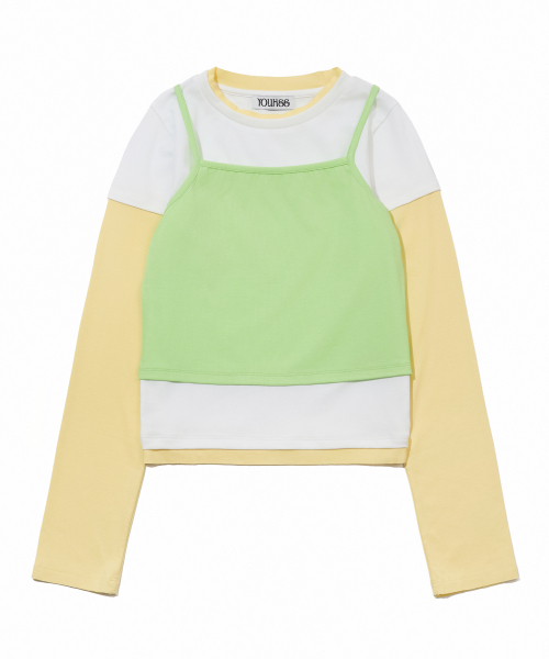 YOUHEE(ユヒ)の「3 LAYERED LONG SLEEVE T-SHIRTS_WHITE(Tシャツ/カットソー・レディース・その他・FREE)」の2枚目の写真