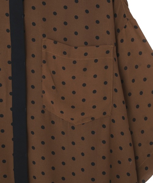 Editt by YECCA VECCA(エディットバイイェッカヴェッカ)の「【2点SET】キャミ付きシアードットシャツ(シャツ/ブラウス・レディース・ブラウン/ブラック・FREE)」の12枚目の写真