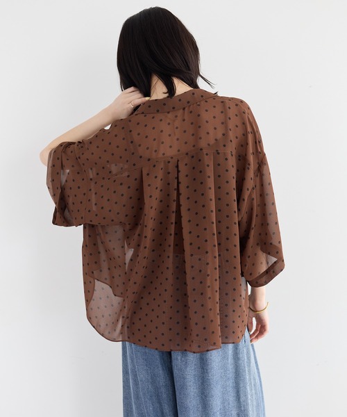 Editt by YECCA VECCA(エディットバイイェッカヴェッカ)の「【2点SET】キャミ付きシアードットシャツ(シャツ/ブラウス・レディース・ブラウン/ブラック・FREE)」の22枚目の写真