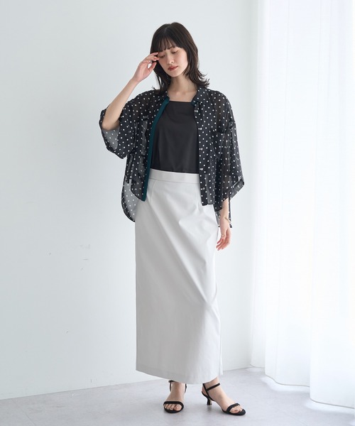 Editt by YECCA VECCA(エディットバイイェッカヴェッカ)の「【2点SET】キャミ付きシアードットシャツ(シャツ/ブラウス・レディース・ブラウン/ブラック・FREE)」の3枚目の写真